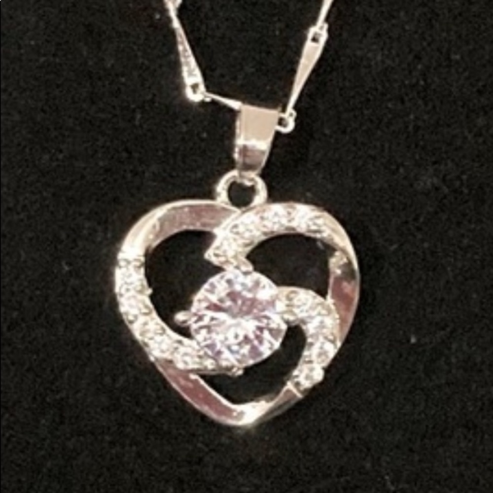 Sterling Silver CZ heart necklace NWOT